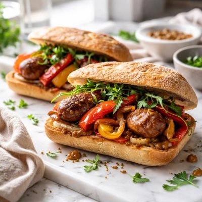 Image of Sausage and Roast Pepper Sandwiches