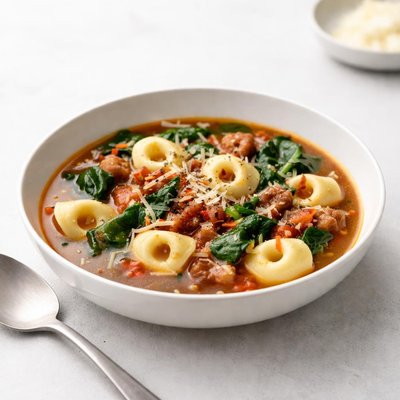 Image of Sausage and Spinach Tortellini Soup