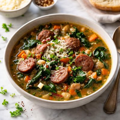 Image of Sausage and Swiss Chard Soup