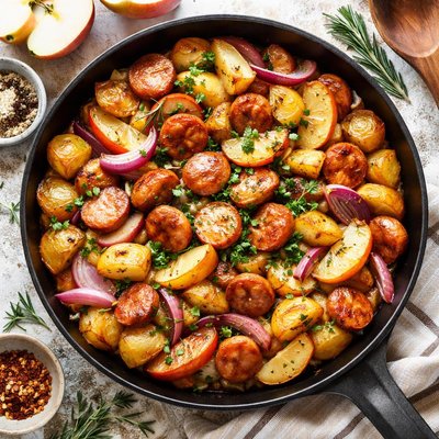 Image of Sausage Apple Potato Onion Skillet