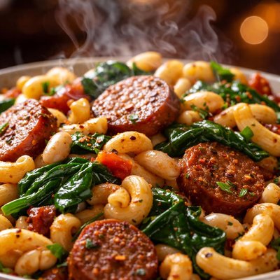 Image of Sausage Beans and Spinach with Macaroni