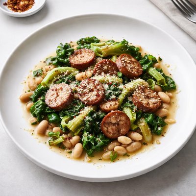 Image of Sausage Escarole and White Bean Ragout