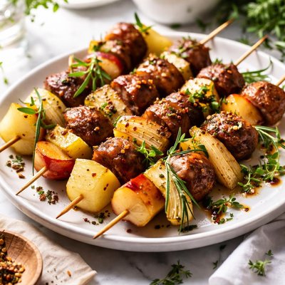 Image of Sausage Fennel and Apple Skewers