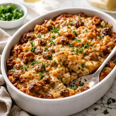 Image of Sausage Gruyere and Onion Strata