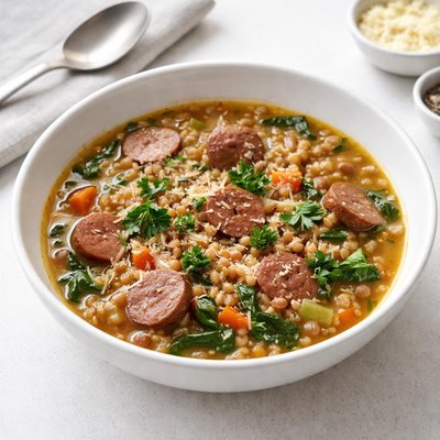 Image of Sausage Lentil and Barley Soup