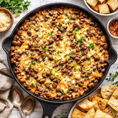 Image of Sausage Mushroom Stuffing Cheese Dip