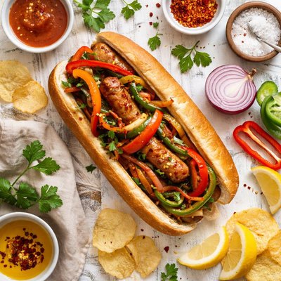 Image of Sausage Onion and Peppers Hoagie