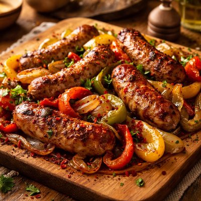 Image of Sausage Pepper and Onions Baked