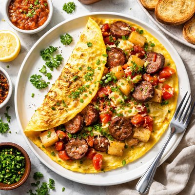 Image of Sausage Potato and Cheese Omelet