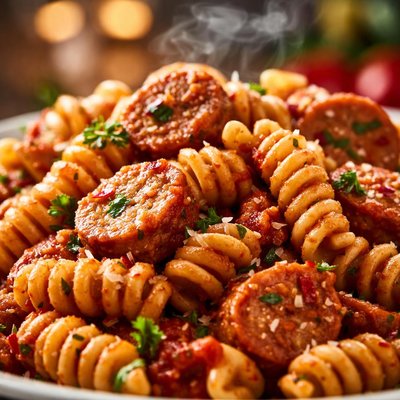 Image of Sausage Spaghetti Spirals
