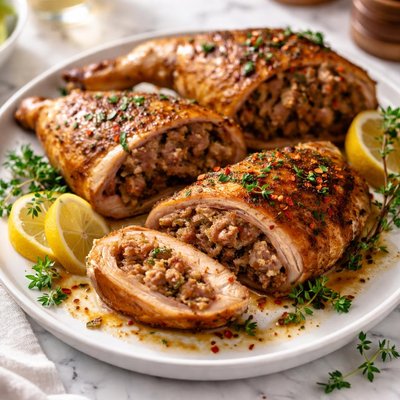 Image of Sausage Stuffed Chicken Leg Quarters