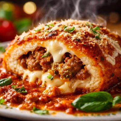 Image of Sausage Stuffed Chicken Parmesan