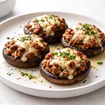 Image of Sausage Stuffed Portabella Mushrooms with Mozzarella Cheese