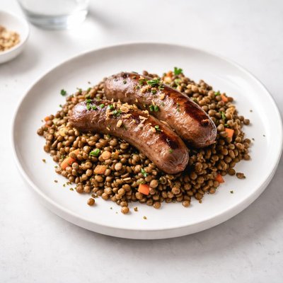 Image of Sausage with Garlic Lentils