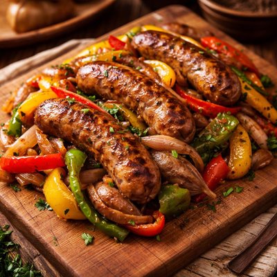 Image of Sausage with Peppers and Shallots