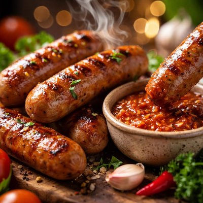 Image of Sausages with Hot Dip Sauce