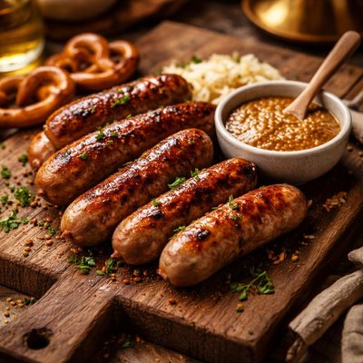 Image of Sausages with Sweet Hot Mustard