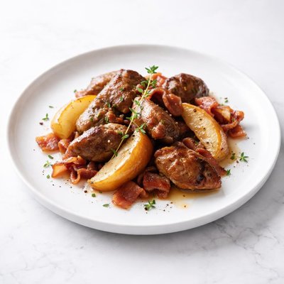 Image of Saute of Chicken Livers Bacon and Apples