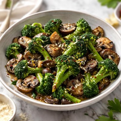 Image of Sauted Broccoli and Mushrooms