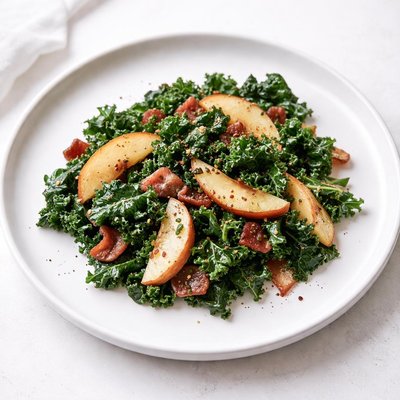 Image of Sauted Kale with Apples and Bacon