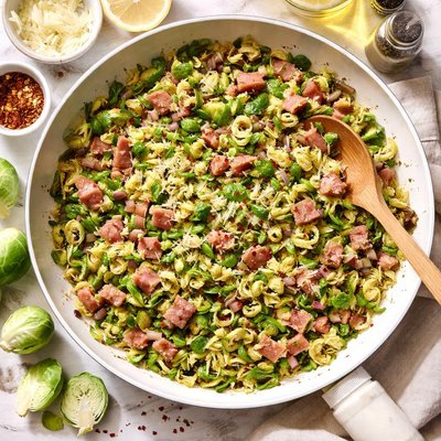 Image of Sauted Shredded Brussels Sprouts with Smoked Ham