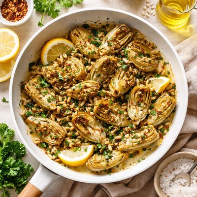 Image of Sauteed Artichokes in Lemon Garlic Sauce
