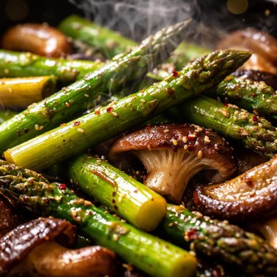 Image of Sauteed Asparagus with Shiitake Mushrooms