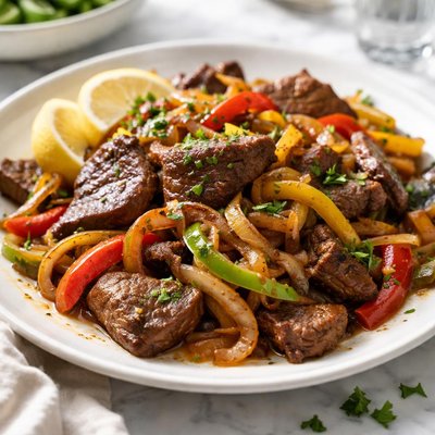 Image of Sauteed Beef Liver with Onions Peppers