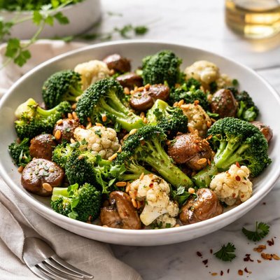 Image of Sauteed Broccoli Cauliflower and Mushrooms