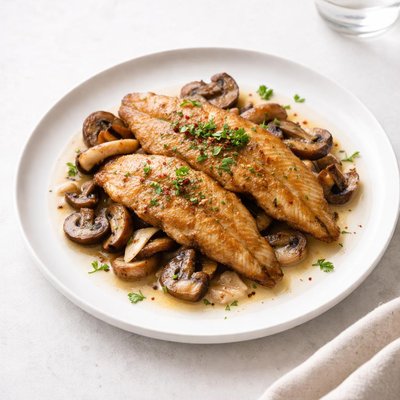 Image of Sauteed Catfish in Garlic and Mushrooms