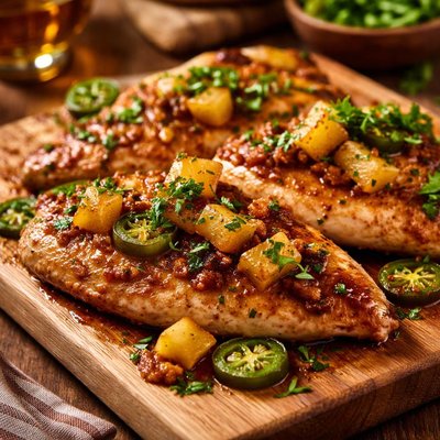 Image of Sauteed Chicken Breasts with Pineapple and Jalapeno Chilies