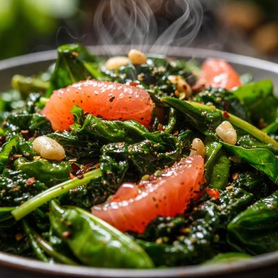 Image of Sauteed Leafy Greens with Grapefruit Vinaigrette