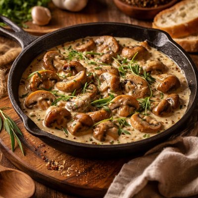 Image of Sauteed Mushrooms with Tarragon Cream Sauce
