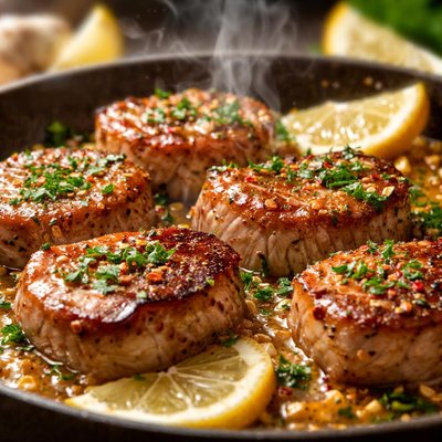 Image of Sauteed Pork Medallions with Lemon Garlic Sauce