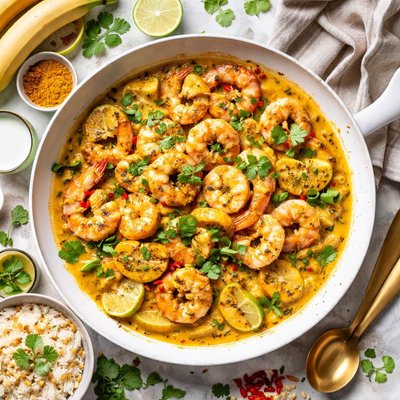 Image of Sauteed Shrimp with Curried Banana Sauce