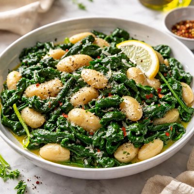 Image of Sauteed Spinach and Butter Beans