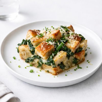 Image of Savory Artichoke and Spinach Bread Pudding