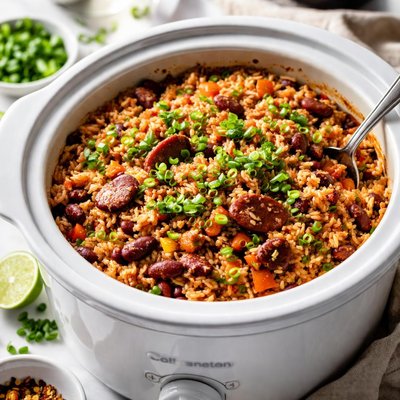 Image of Savory Beans and Rice Crock Pot