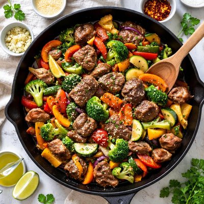 Image of Carne sabrosa de res con vegetales al estilo paleo
