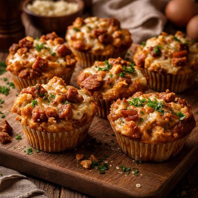Image of Savory Bread Pudding Cupcakes