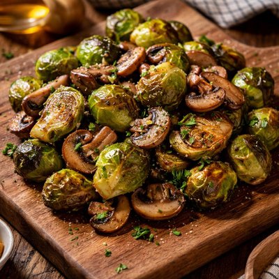 Image of Savory Brussels Sprouts and Mushrooms