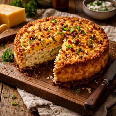Image of Savory Cheddar Cheese and Rice Cheesecake