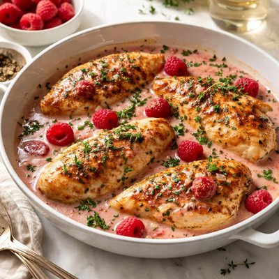 Image of Savory Chicken in Raspberry Cream Sauce