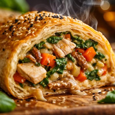 Image of Savory Chicken Vegetable Strudel