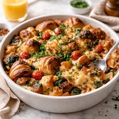 Image of Savory Croissant Breakfast Pudding