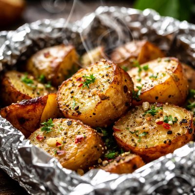 Image of Savory Grilled Potatoes in Foil