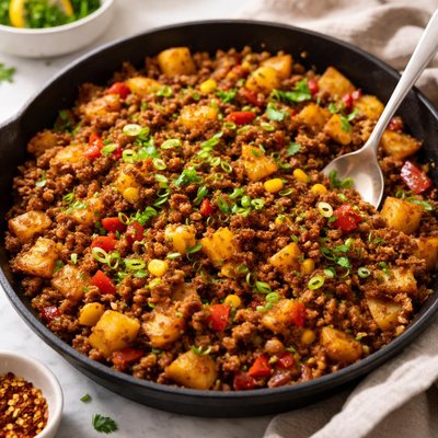 Image of Whole30 Savory Ground Beef and Potatoes Skillet