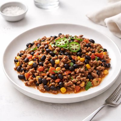 Image of Carne de res magra y sabrosa con frijoles.