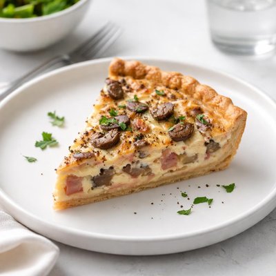 Image of Savory Ham and Mushroom Quiche