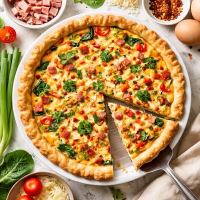 Image of Savory Ham and Swiss Breakfast Pie